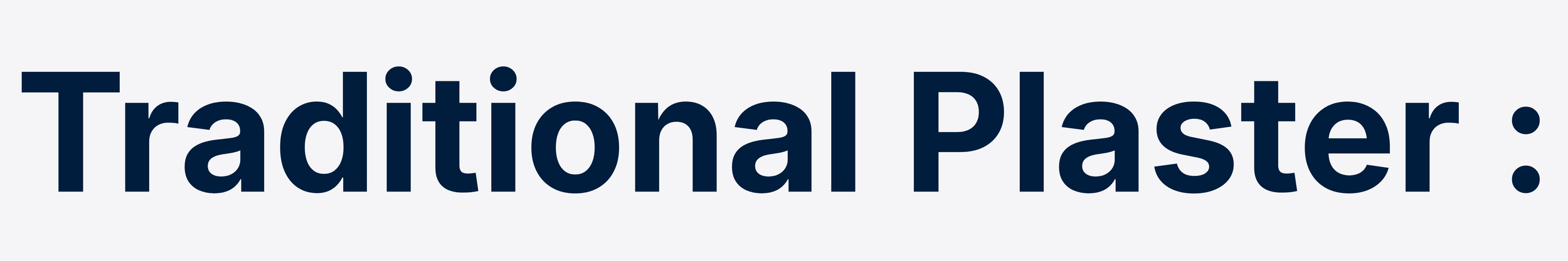 Text reading 'Traditional Plaster' with a colon.