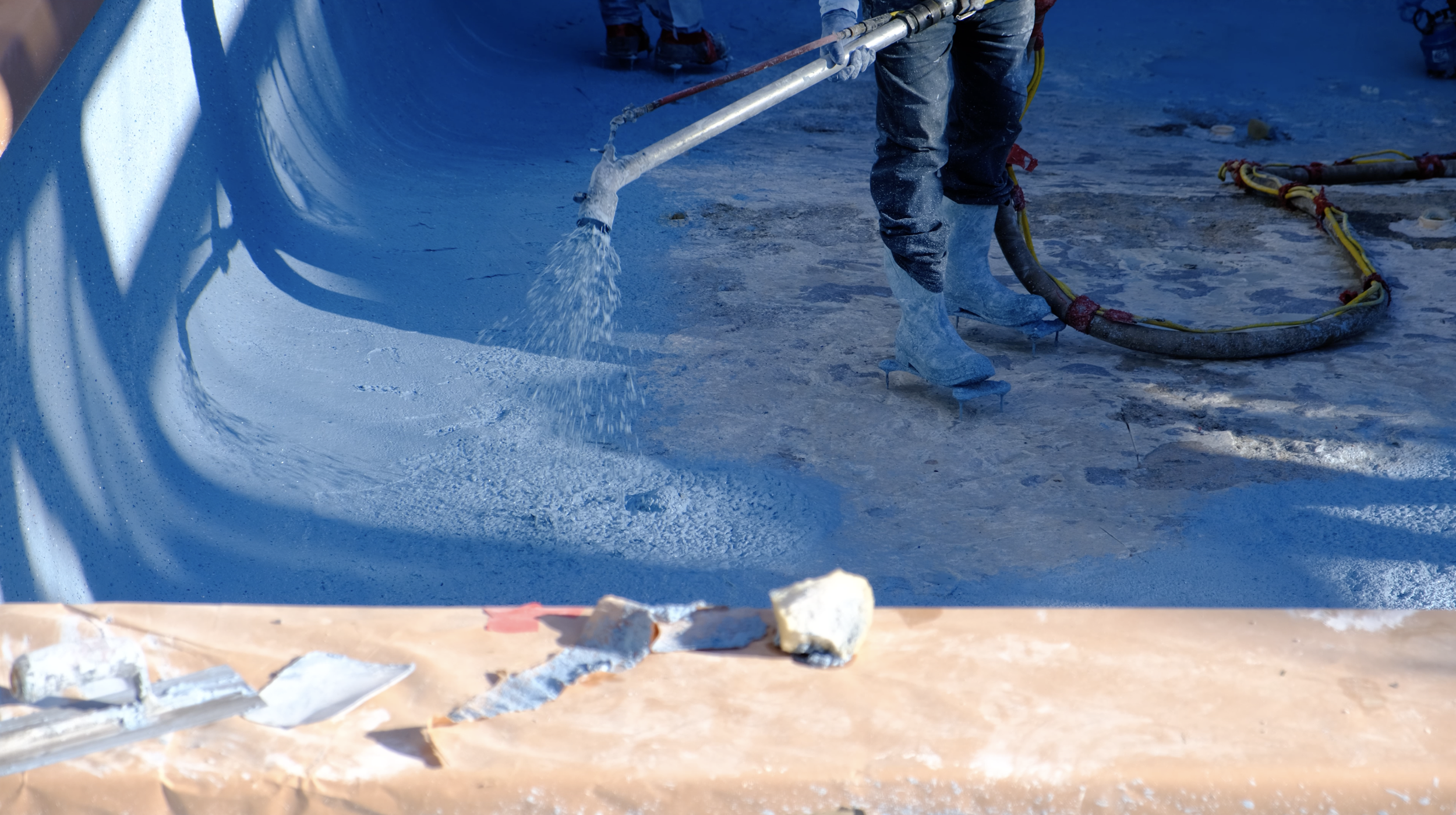 Pool resurfacing process during remodel by NorCal Pools Inc in Atherton Northern California