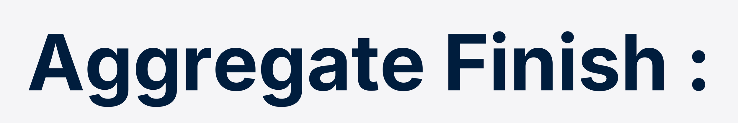 Text reading 'Aggregate Finish:' on a white background.