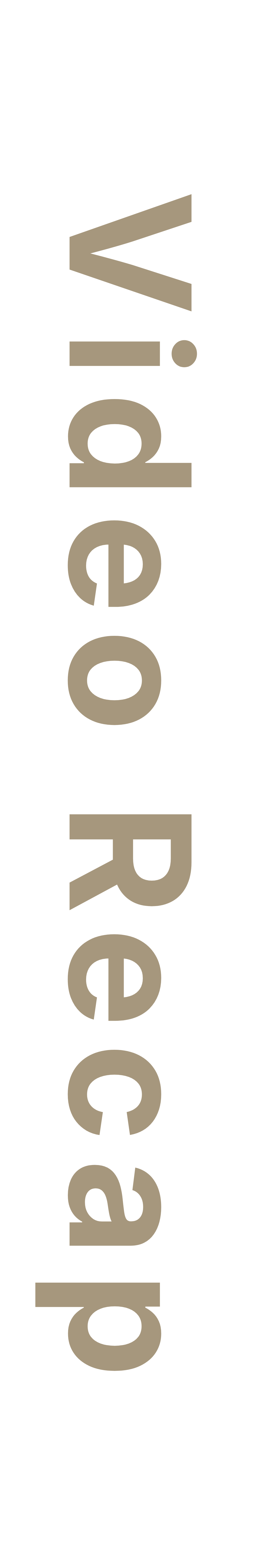 Vertical beige text on white background that reads 'V.oe Recap'