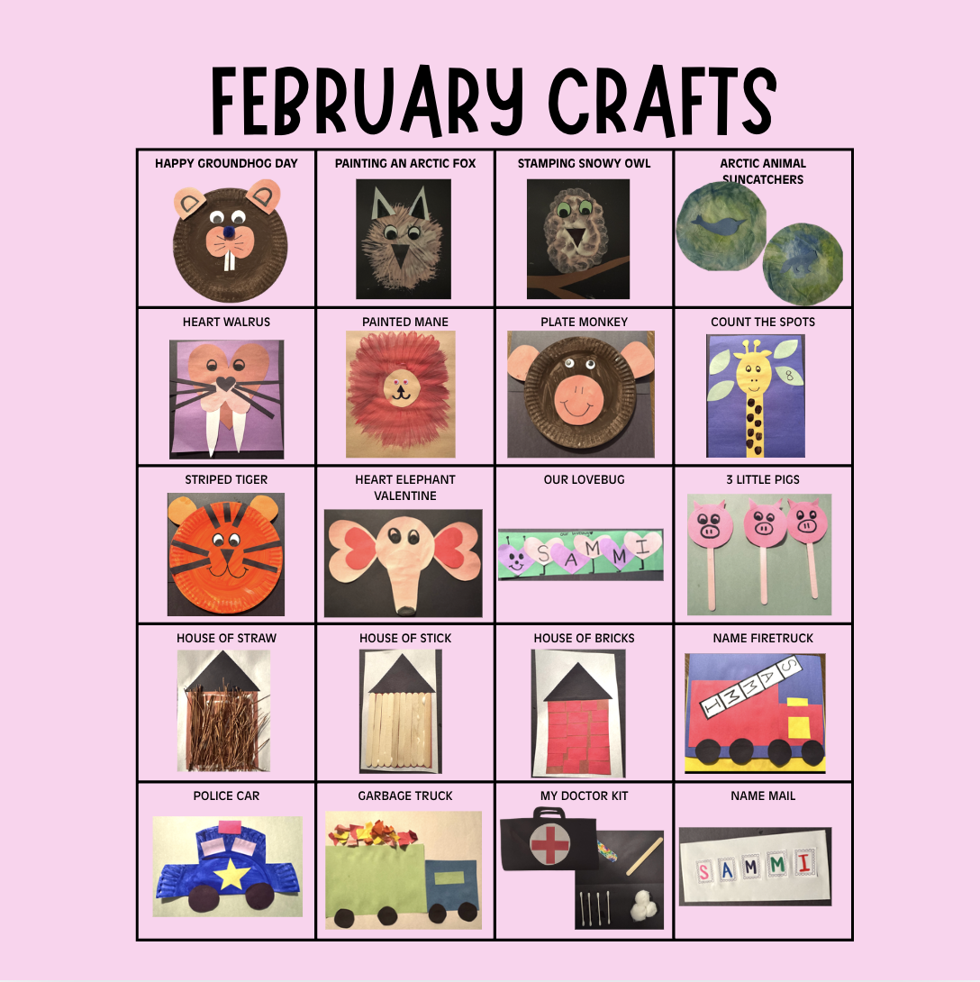 Video model of preschool crafts and following 1-2 step directions.
