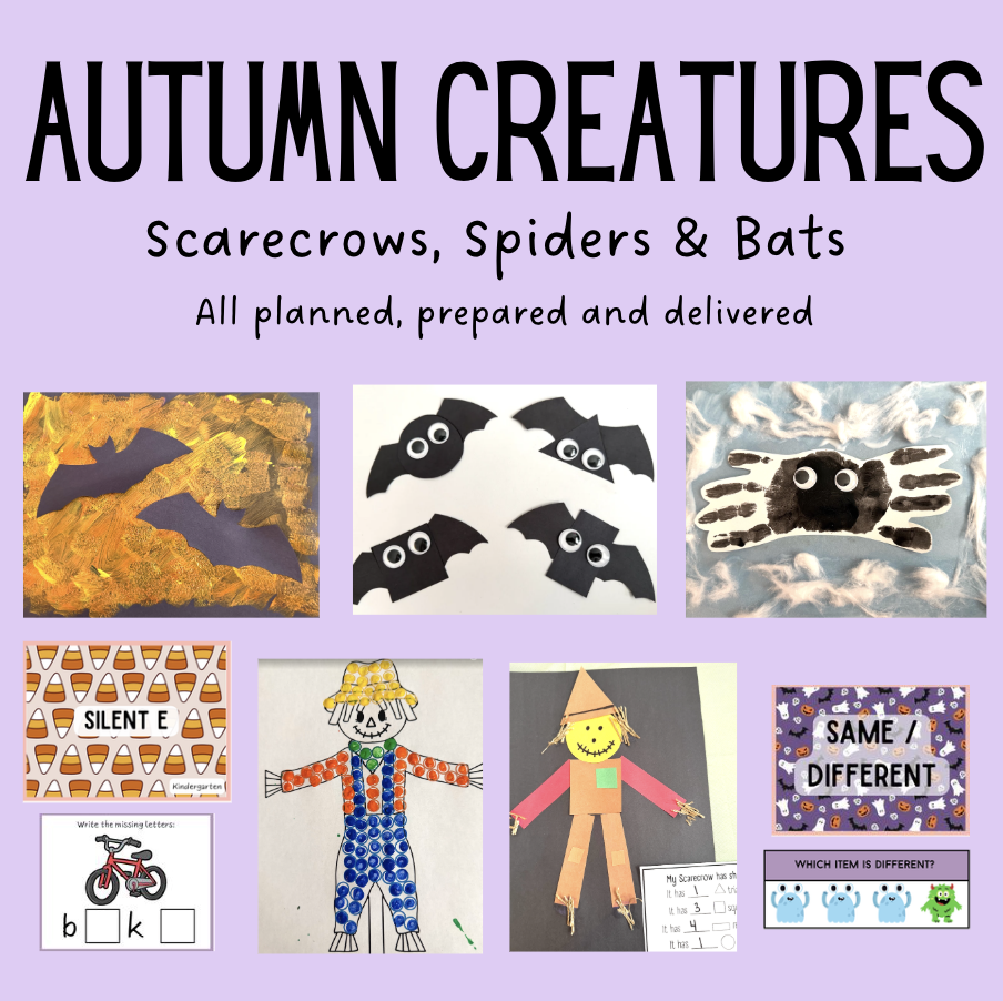 Autumn Creatures (Scarecrows, Spiders & Bats) Mini Unit