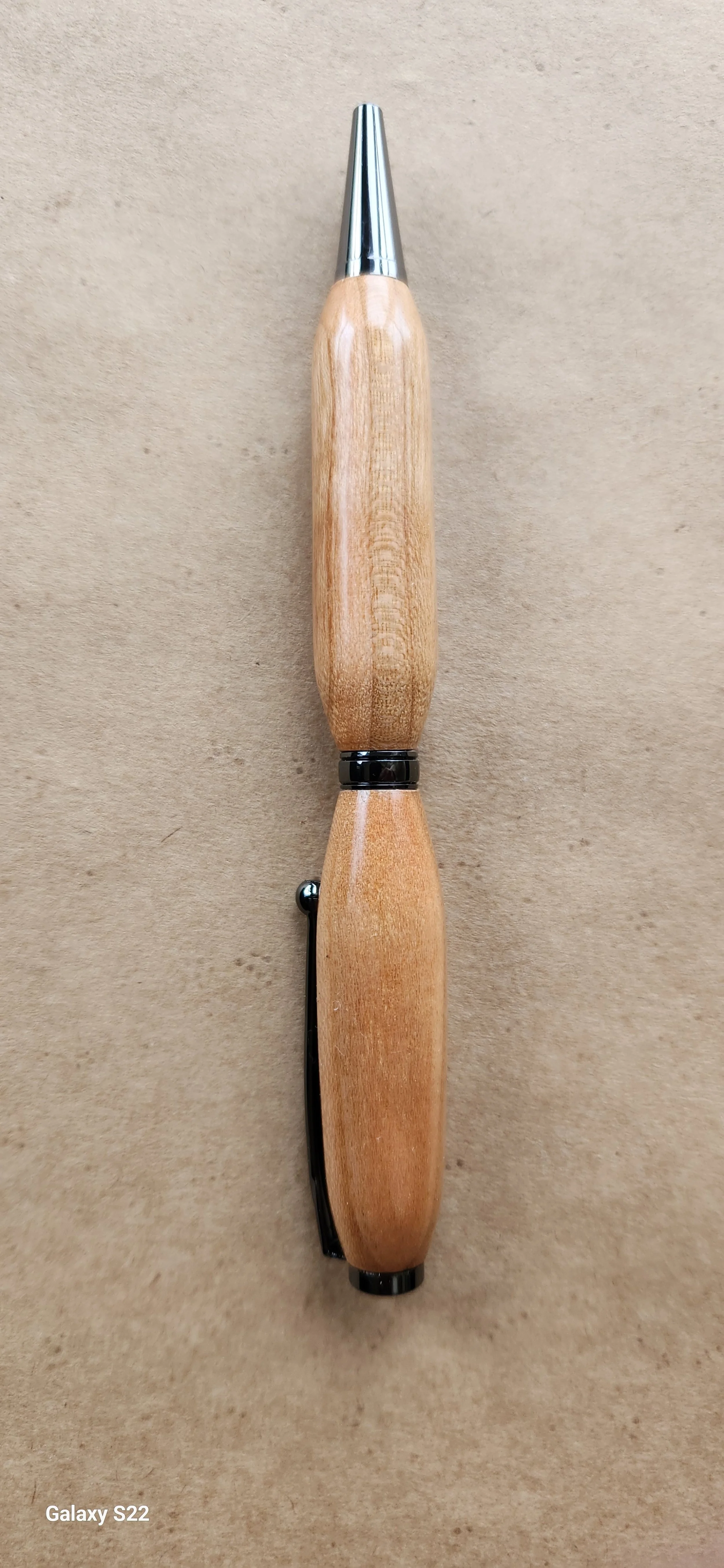 Wood Turned Maple Pen with Gun Metal Trim