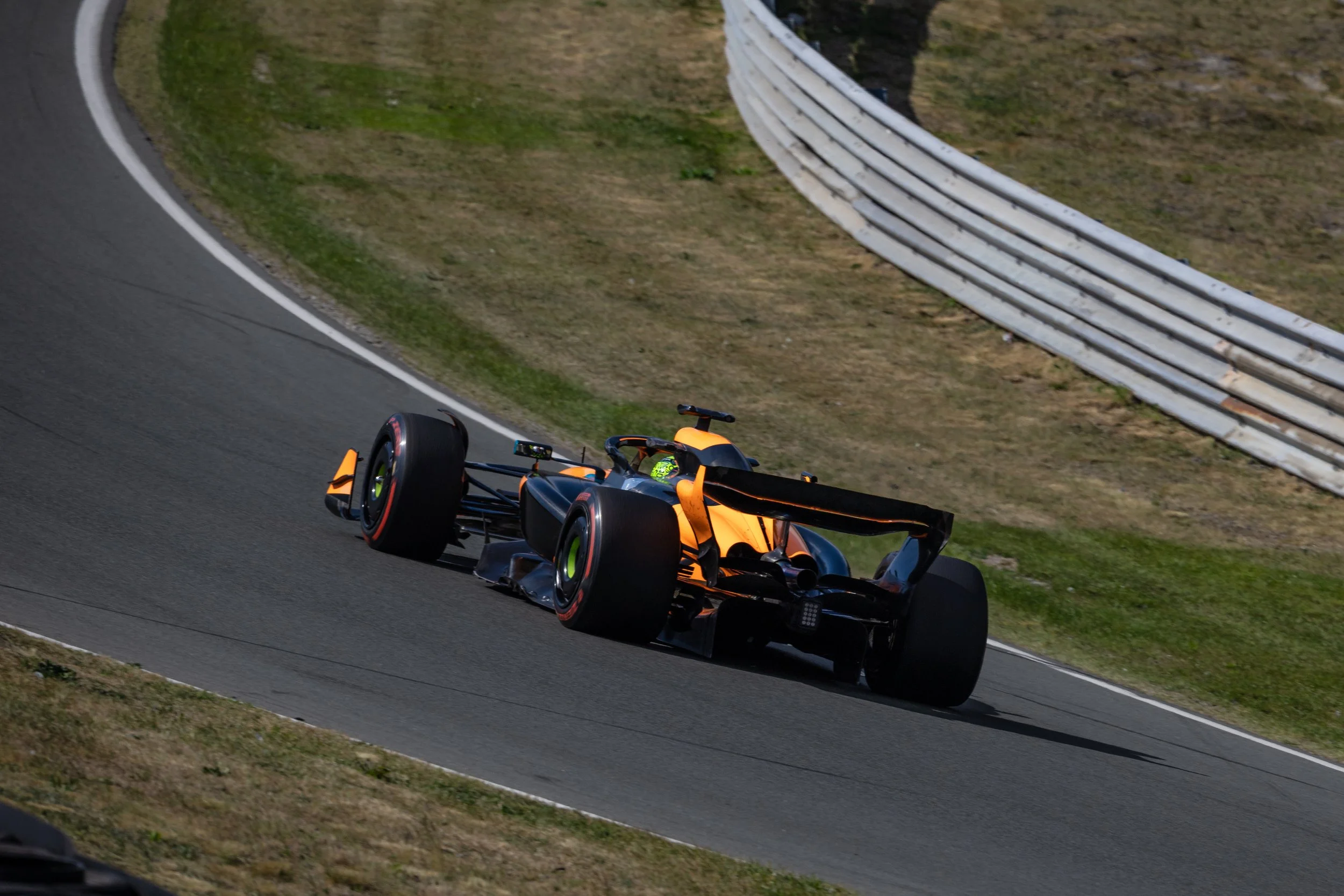 Mclaren MCL60 driven by Lando Norris during a tpc-test at Zandvoort in May of 2025.