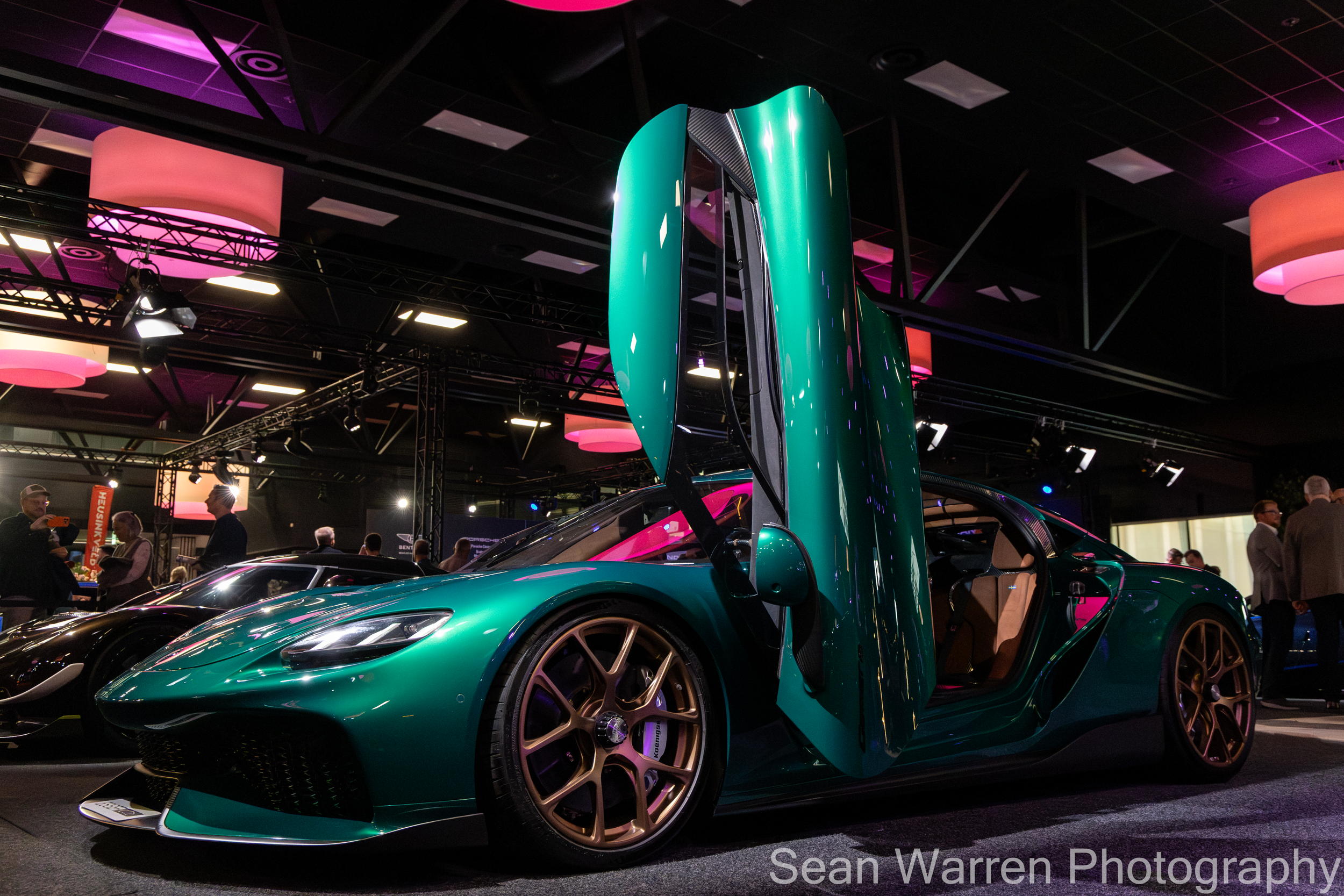 Koenigsegg Gemera with the left hand door open at Interclassics Maastricht.
