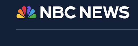 NBC News logo with peacock emblem and white text on dark background.