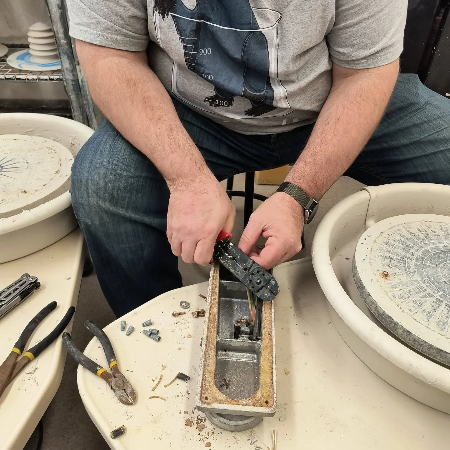 This thanksgiving season I want to shout out Nutmeg Empire's number one fix the problem, support the potter, keep the patrons amused with the pottery puns guy- my husband Paul Caginalp . There is nothing he won't try to fix. And usually succeeds!