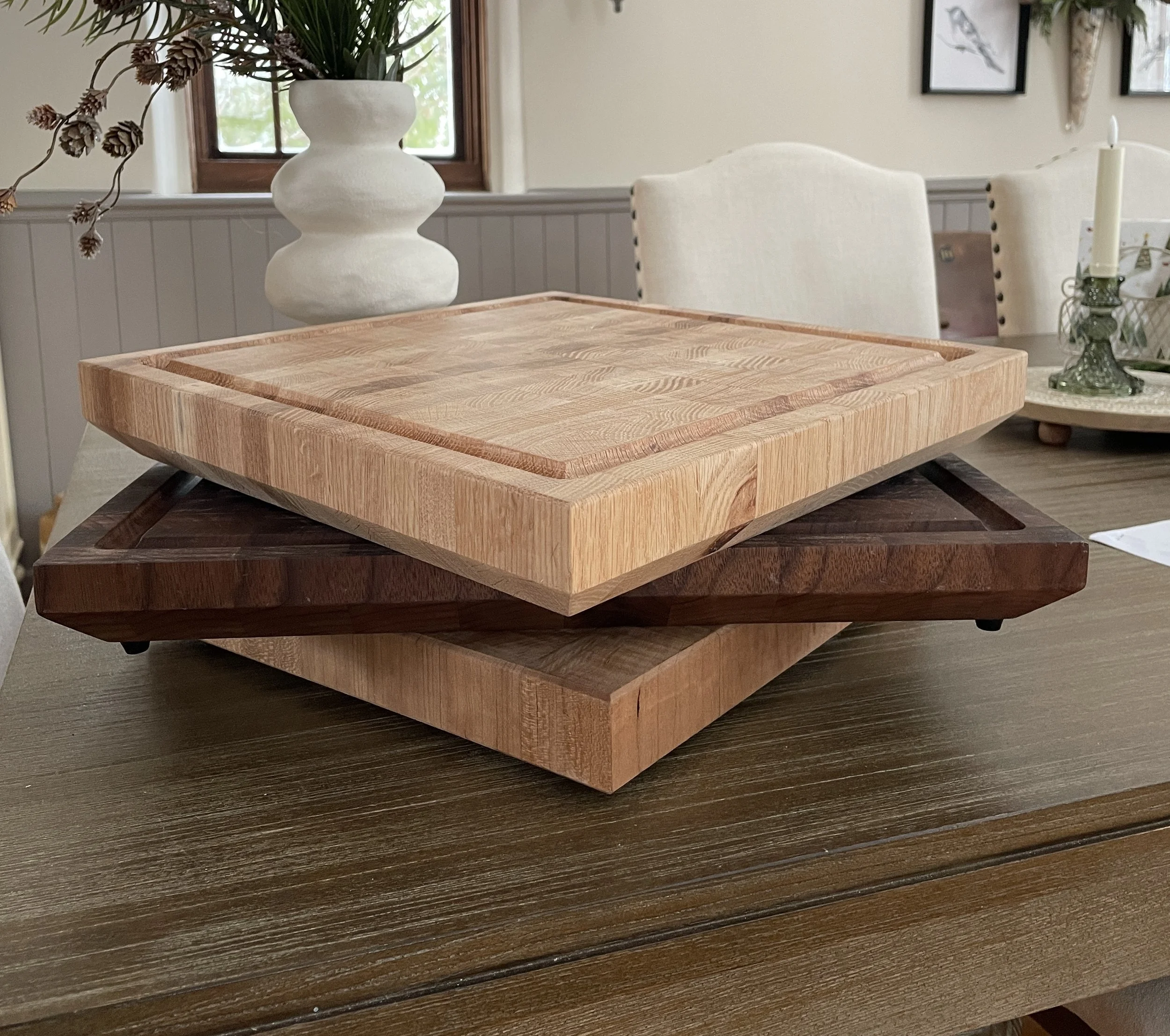 Three wooden cutting boards.