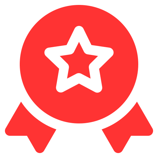 Red award ribbon with a star in the center.