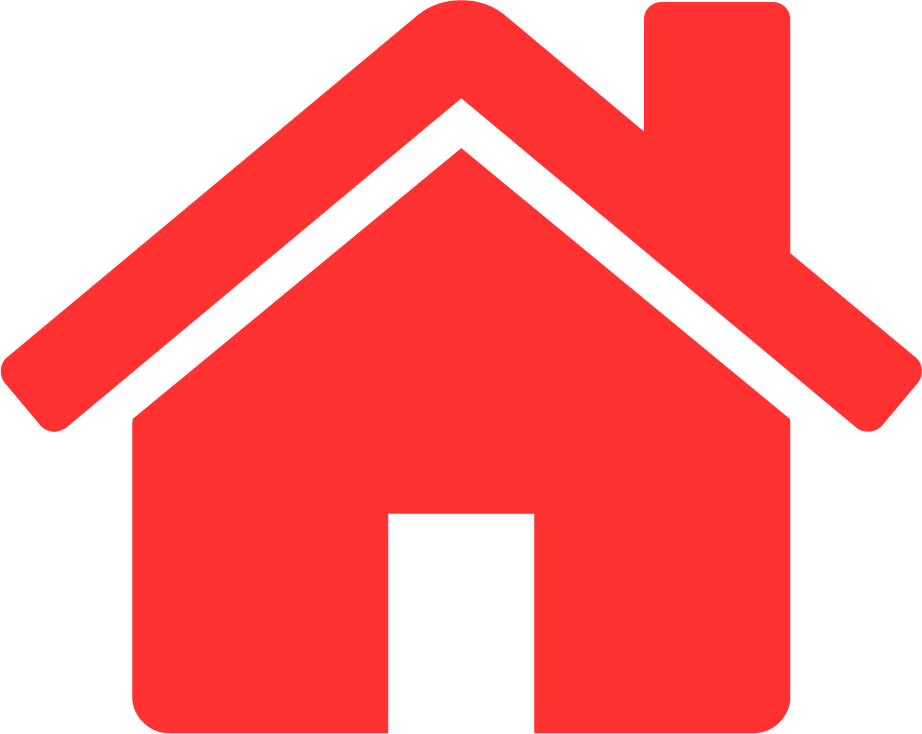 Red house icon with black roof and door