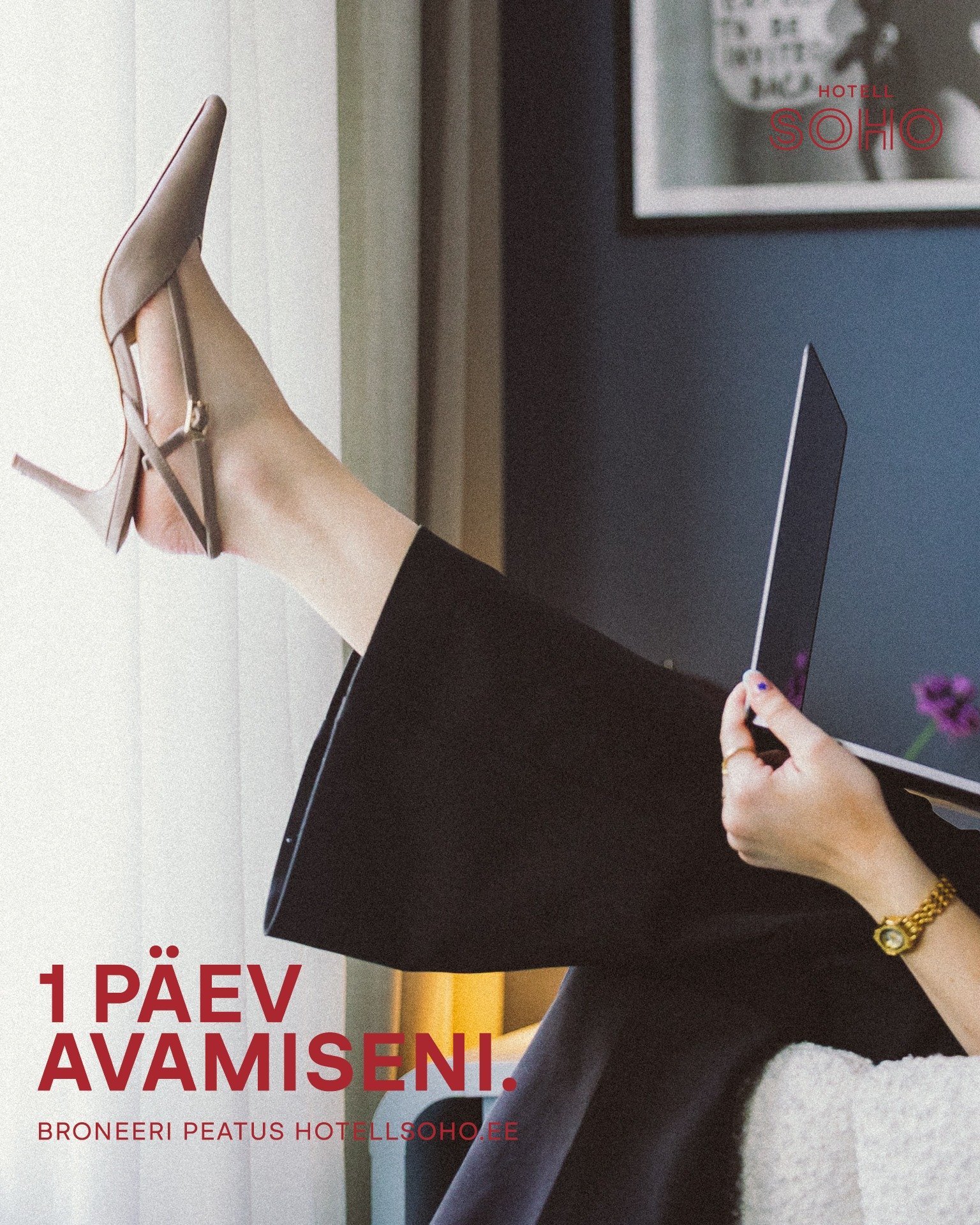 Veel loetud tunnid ja..
avame taas uksed Tartu uusima 4-t&auml;rni lifestyle hotellina.

Tule. Ole. Naudi.
Broneeri peatus: www.hotellsoho.ee

Just a few hours to go&hellip;
and we reopen our doors as Tartu&rsquo;s newest 4-star lifestyle hotel.

Com