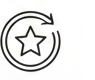 Circular icon with a star in the center surrounded by two arrows forming a circle