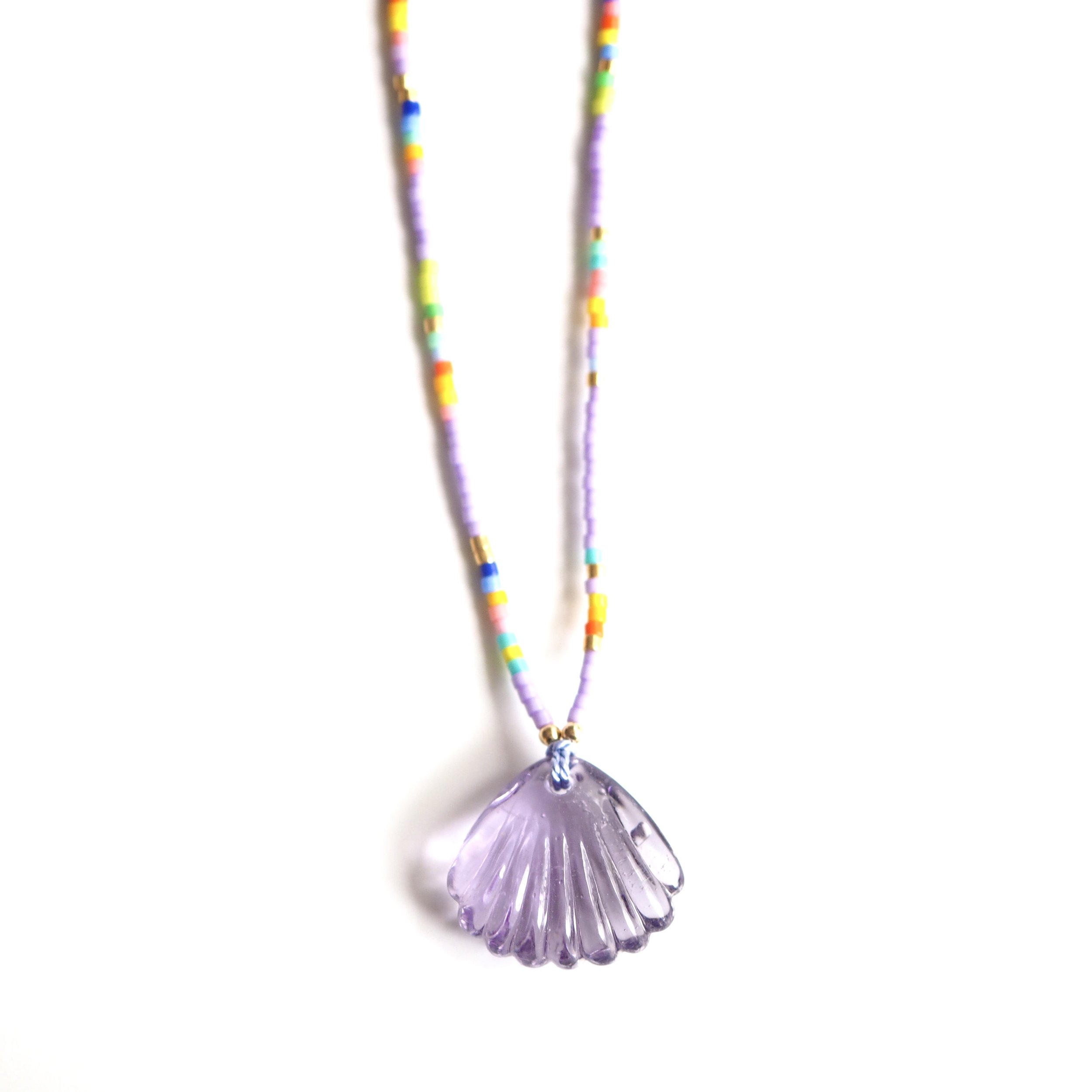 Glass Shell Necklace / Light Amethyst