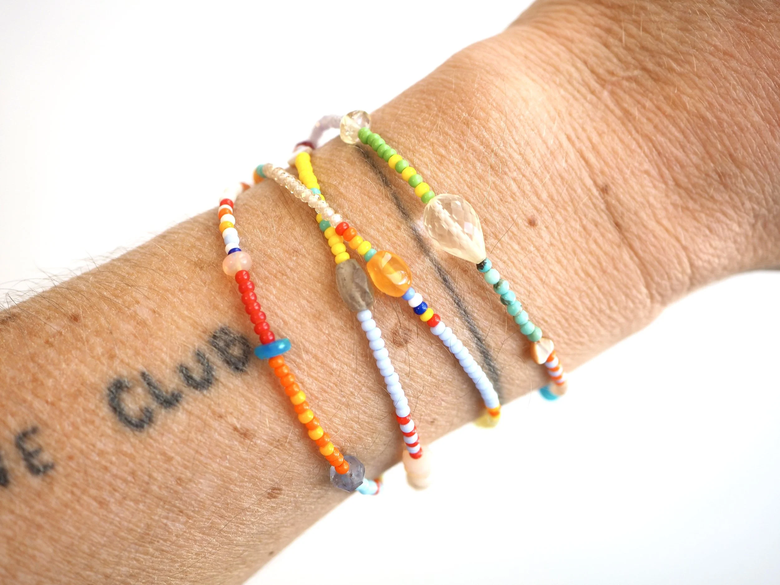 Multimedia Wrap Bracelet – Rainbow Gemstone & Pearl Beaded