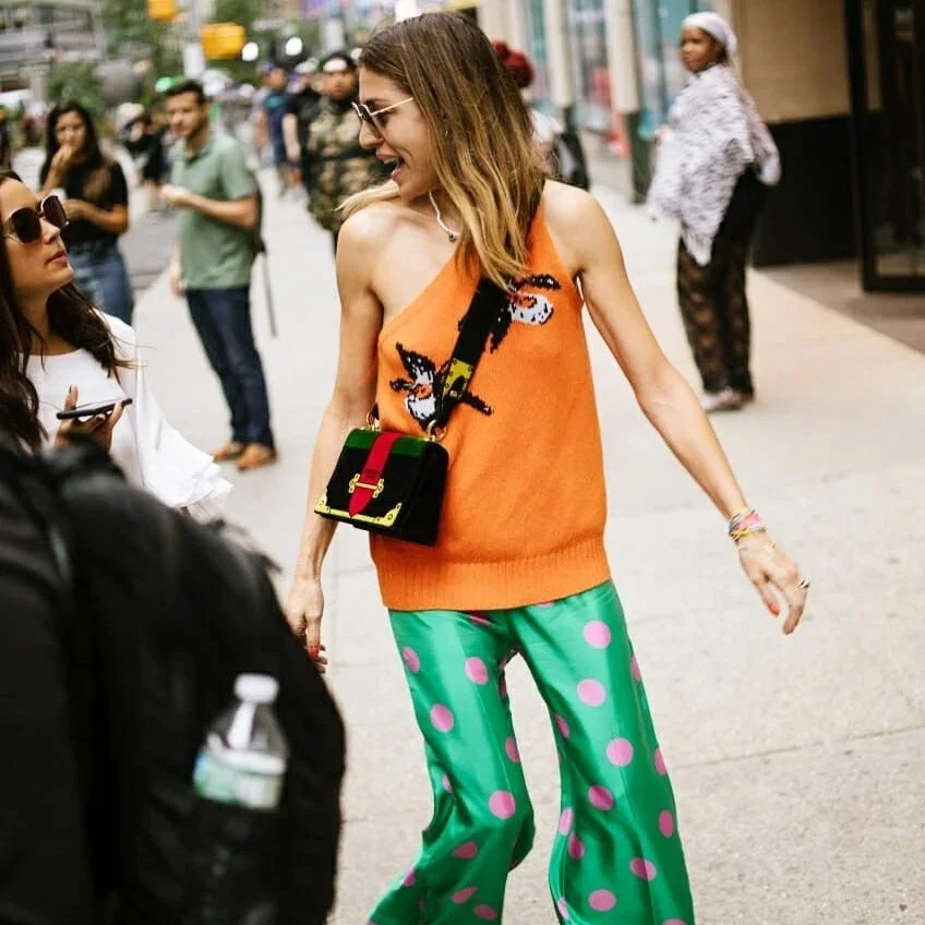 Dani Stahl wearing Bunny Shapiro bracelets attending New York Fashion Week.