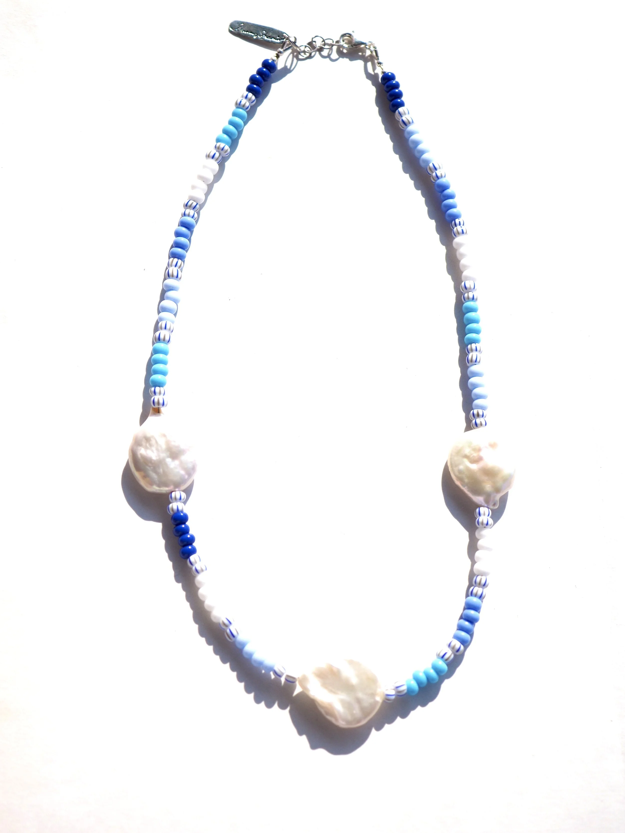 Holly Coin Pearl Necklace / Blue Skies