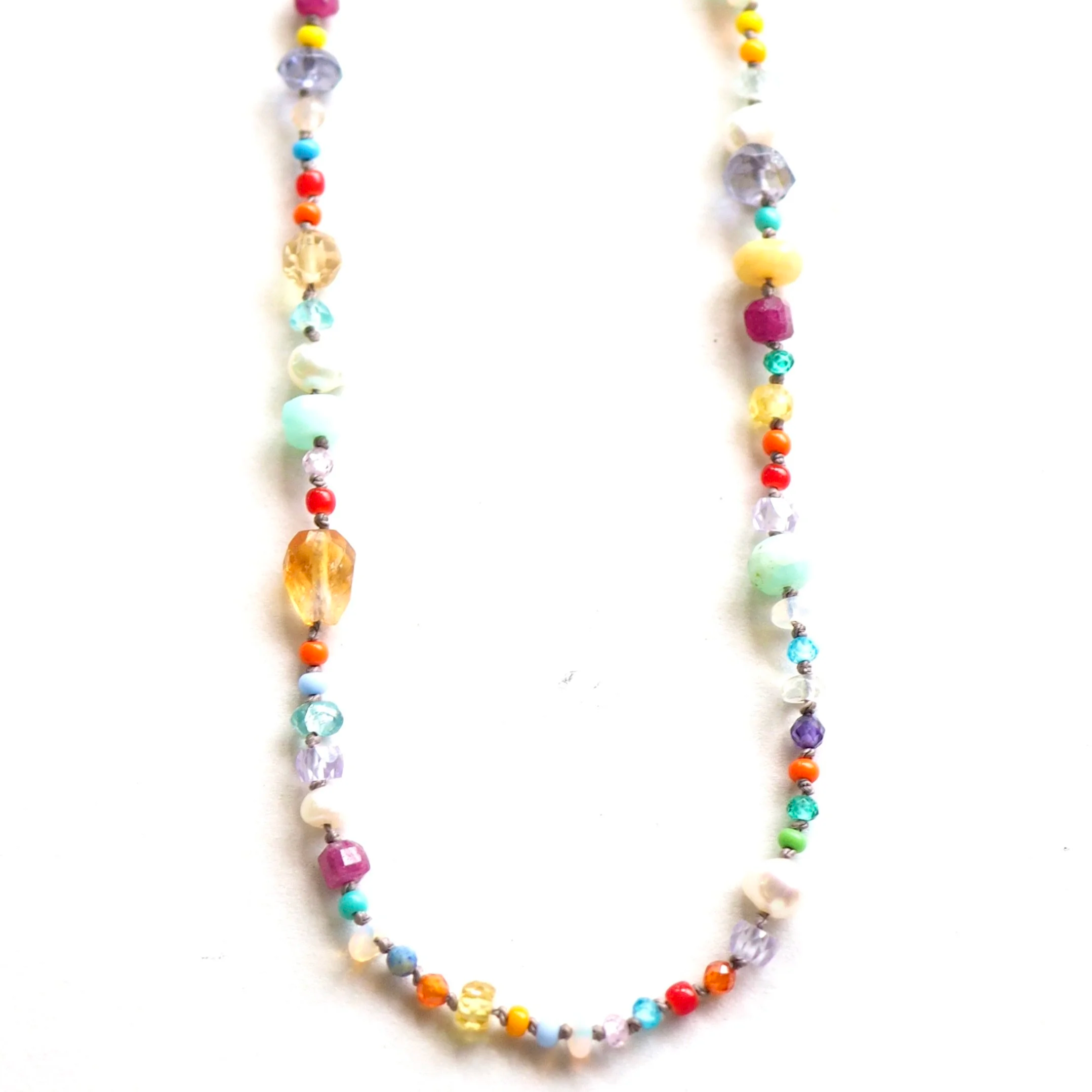 La Di Da Knotted Gemstone Necklace