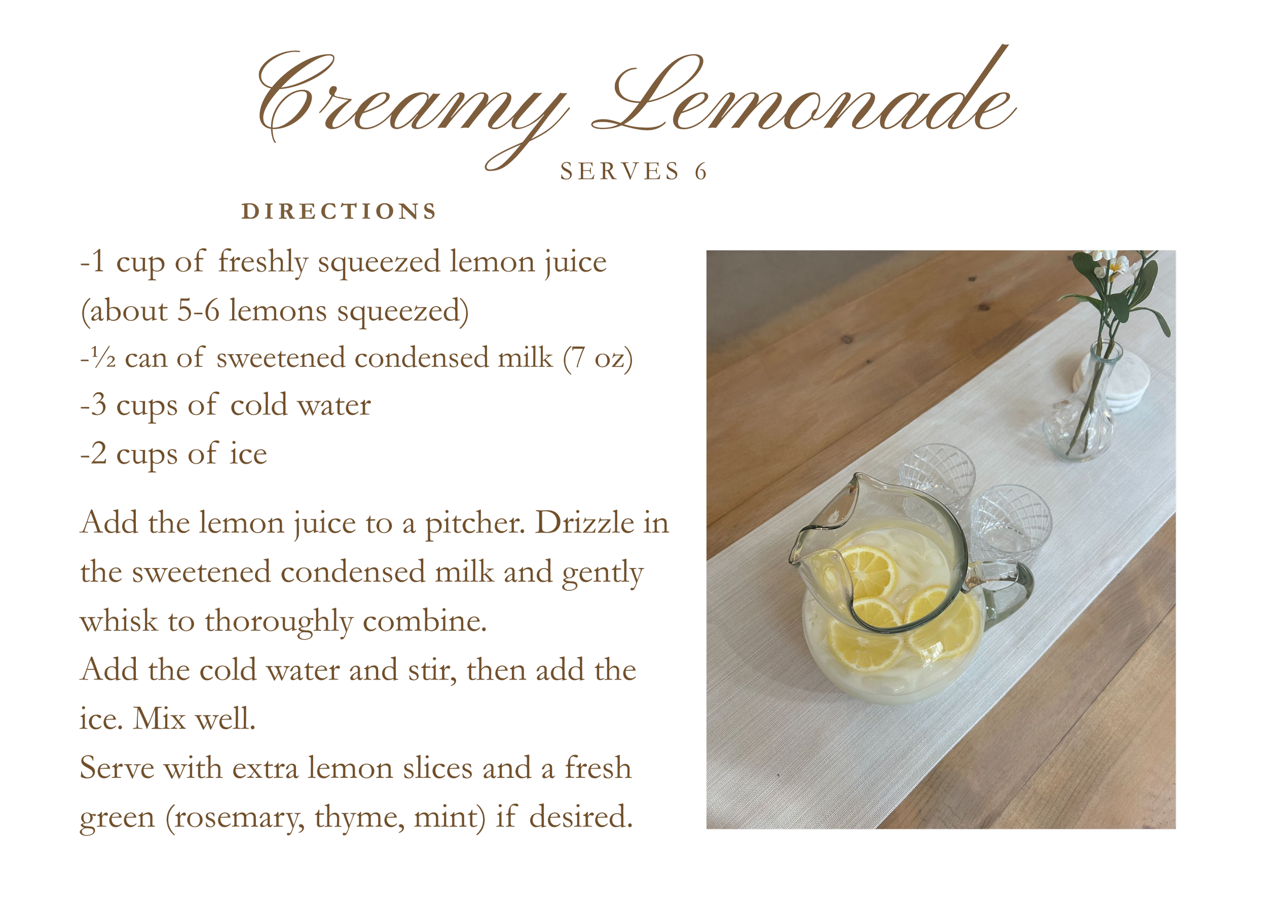 Creamy lemonade in a pitcher on a table.