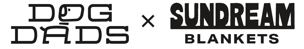 Text reading 'Dog Dads' with a basketball hoop and ball, and 'Sundream Blankets' logo.