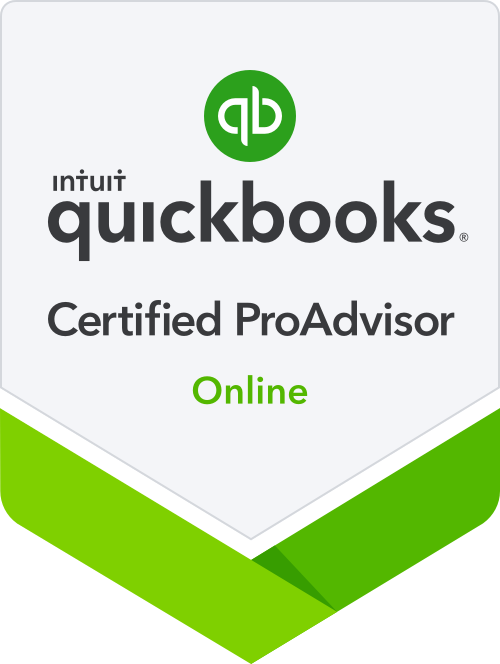 QuickBooks Certified ProAdvisor badge indicating online status.