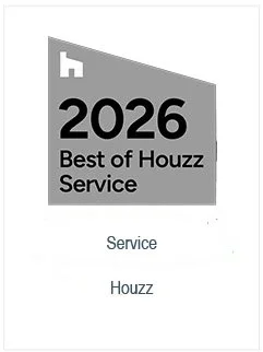 A badge indicating the '2026 Best of Houzz Service' award for Houzz.