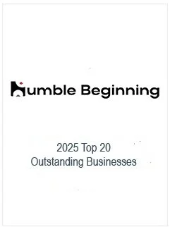 Cover page of a business report titled  "Humble Beginning: 2025 Top 20 Outstanding Businesses".