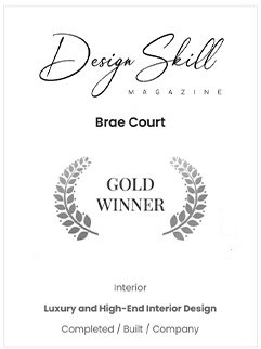 Award certificate from Design Skill Magazine for Brae Court, Gold Winner in Interior Luxury and High-End Interior Design.