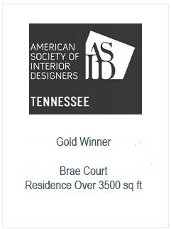 Certificate from the American Society of Interior Designers recognizing Brae Court in Tennessee as a Gold Winner for a residence over 3500 square feet.