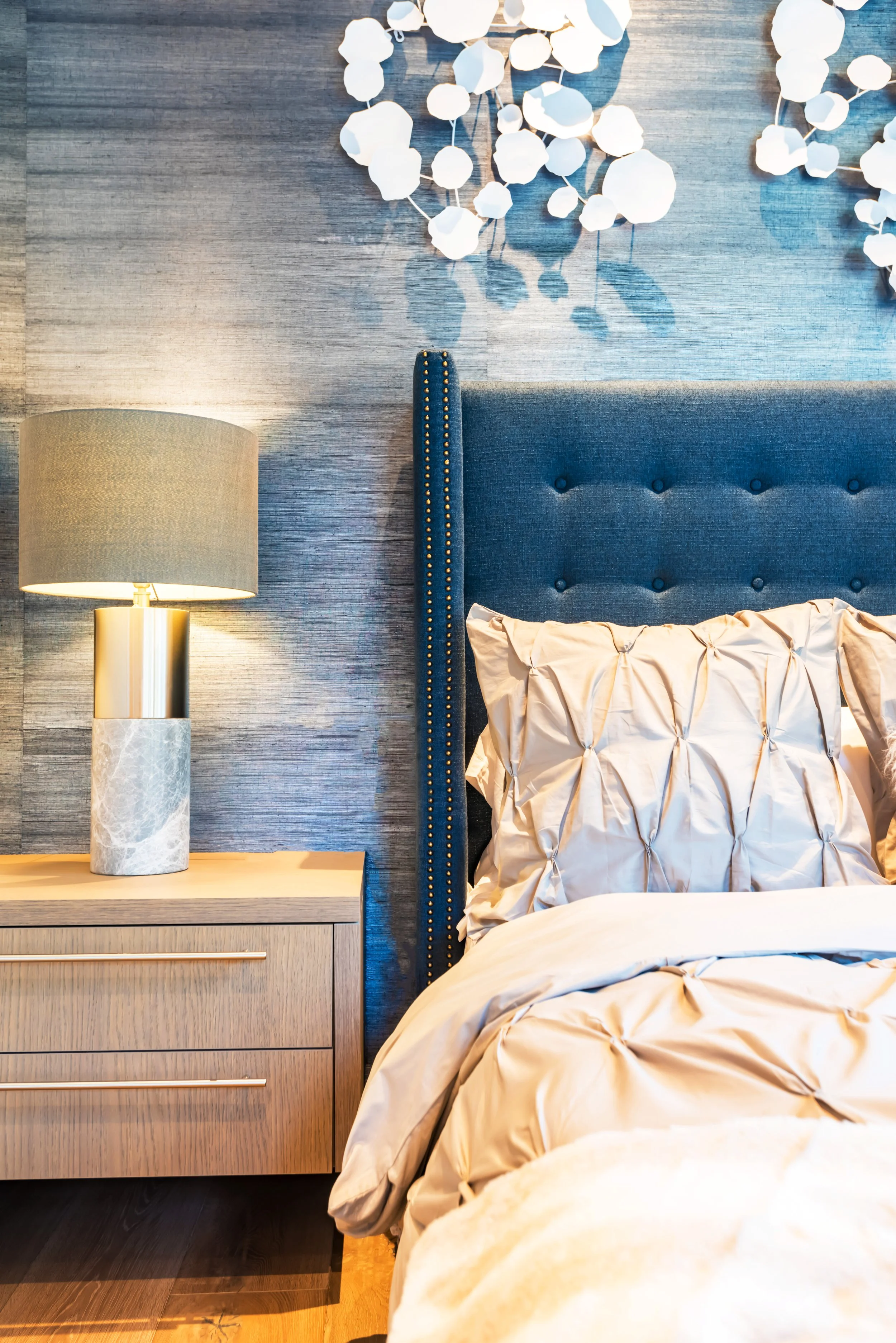 Custom floating furniture-nightstands, bookcases, media cabinet, and credenzas