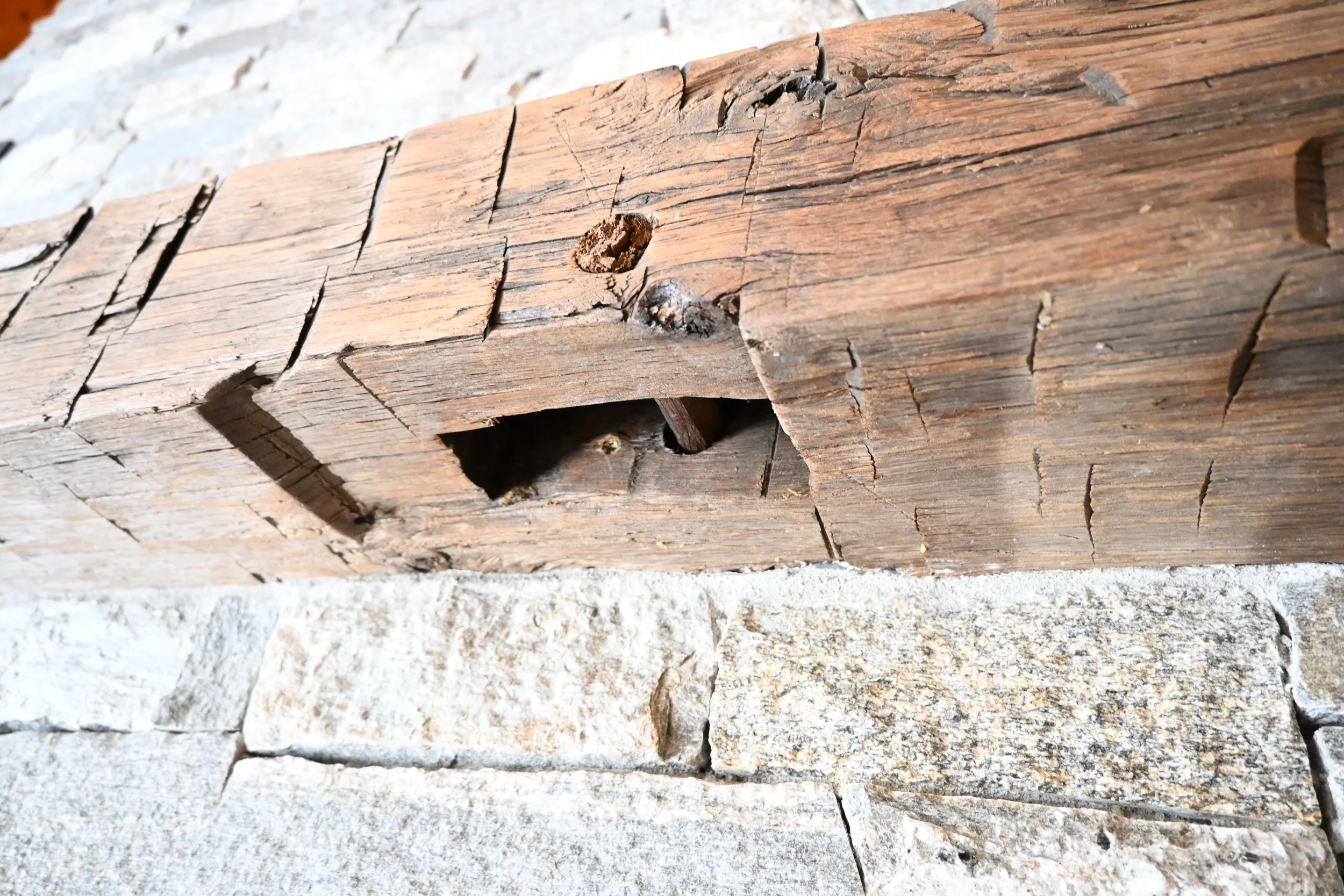 A remodel of a primary bathroom and fireplace to a rustic transitional design in the mountains of Lake Tahoe in Truckee, California.
