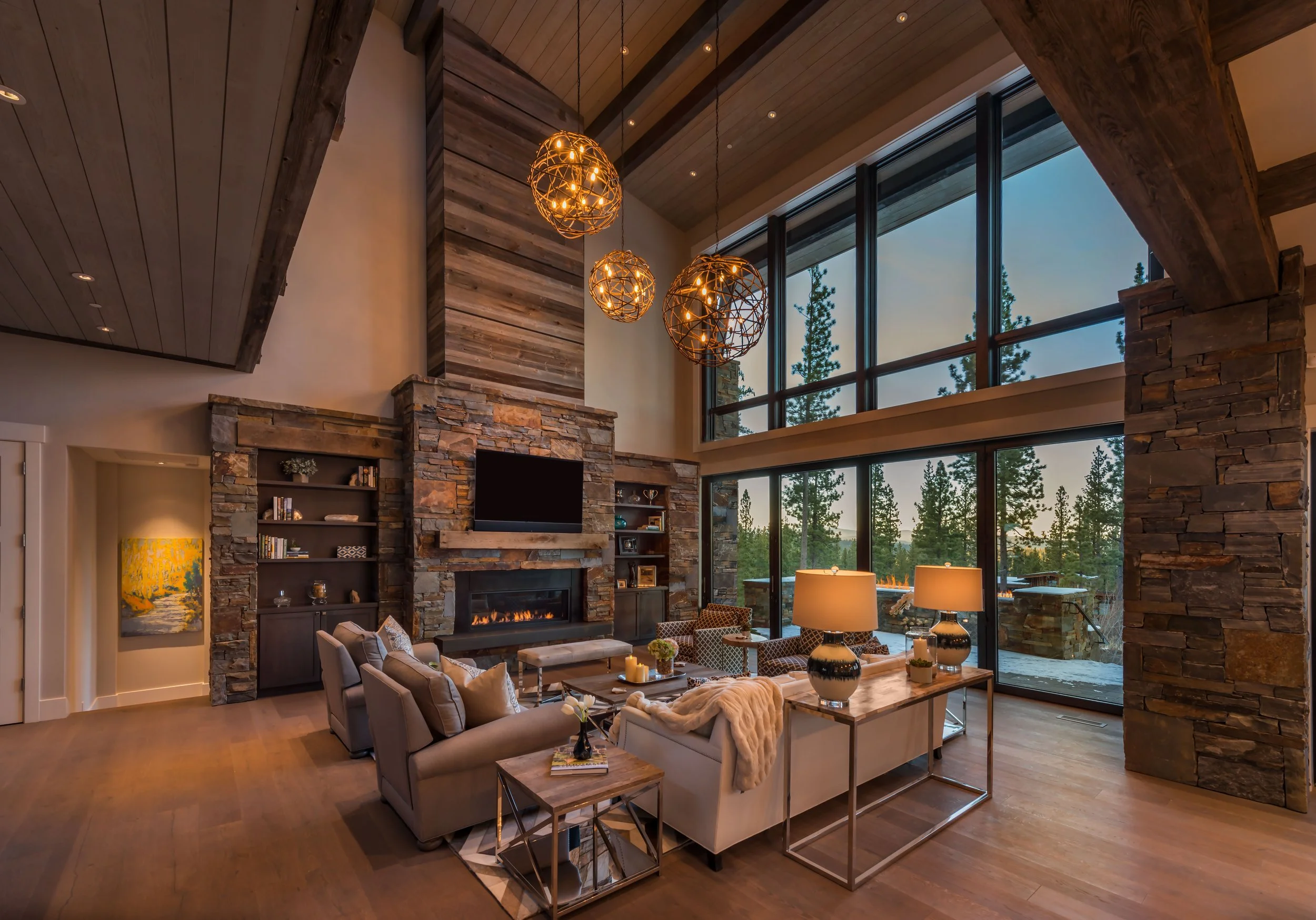 Dunsmuir Way an award-winning transitional mountain home located in the private gated community of Martis Camp in Truckee, California part of North Lake Tahoe.