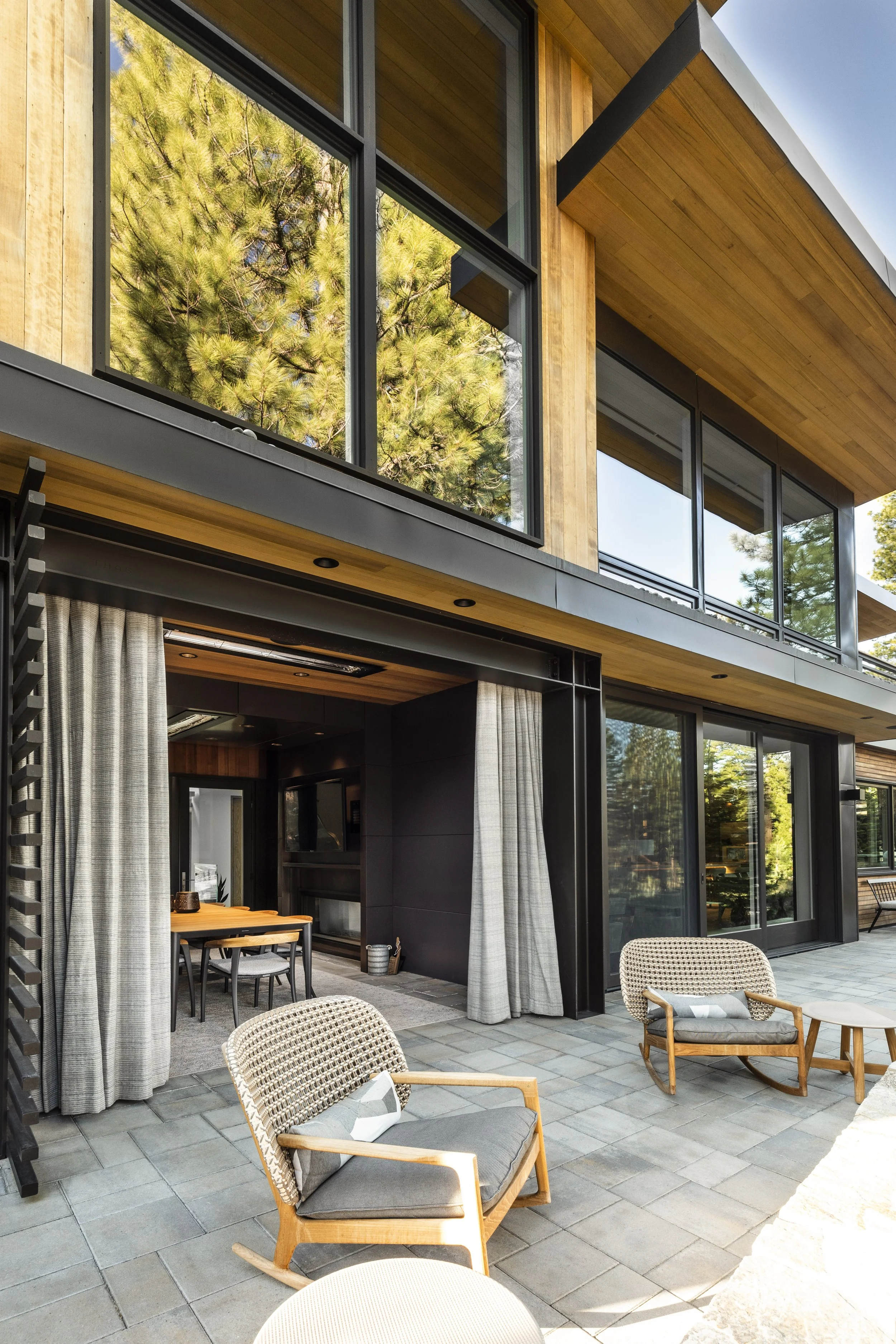Outdoor living mountain modern style in Martis Camp in Truckee, CA.