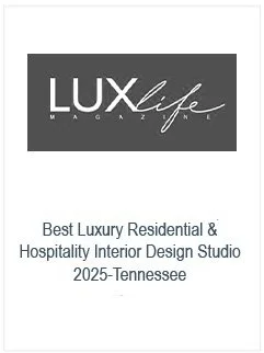 LUX Life Magazine logo with the text 'Best Luxury Residential & Hospitality Interior Design Studio 2025-Tennessee'.