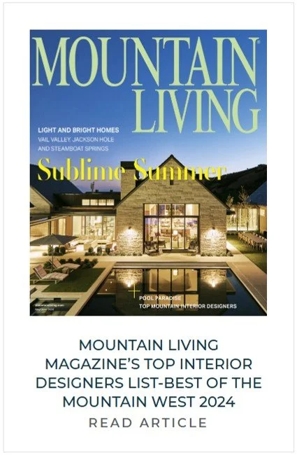 Cover of Mountain Living magazine featuring a modern house with a pool, lit up at night, with mountains in the background.