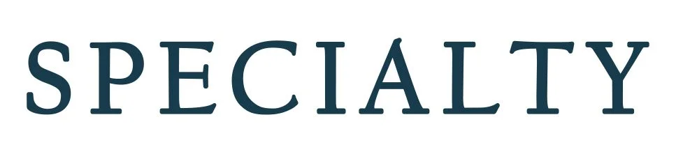 The word "SPECIALTY" in dark blue capital letters on a white background.