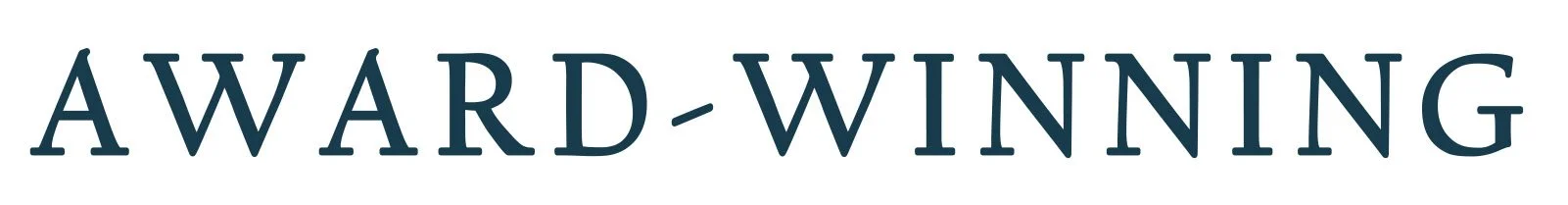 Text on a white background that reads "AWARD-WINNING" in navy blue font.