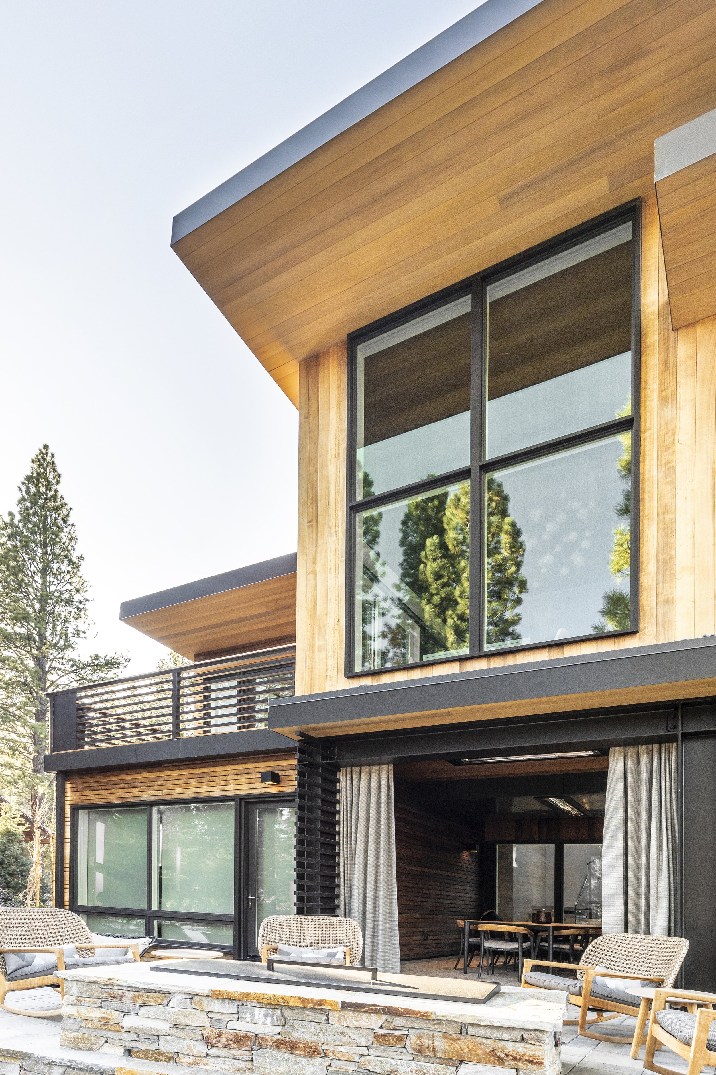 Outdoor living mountain modern style in Martis Camp in Truckee, CA.