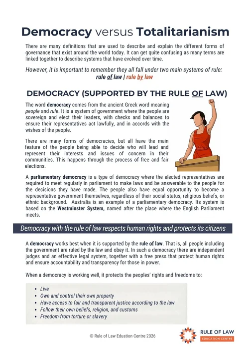 Systems of Rule Democracy vs Totalitarianism — Rule of Law