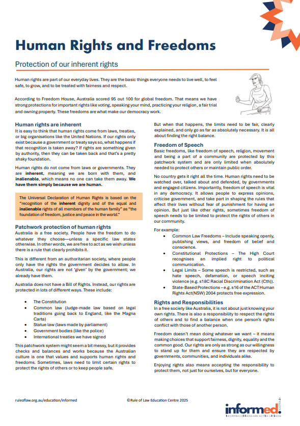 Informed Factsheet Human Rights and Freedoms — Rule of Law