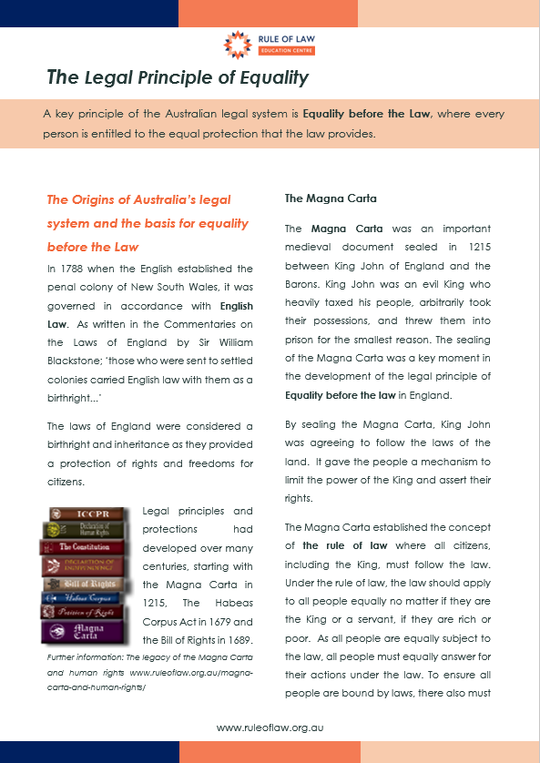 Magna Carta and Equality before the Law — Rule of Law