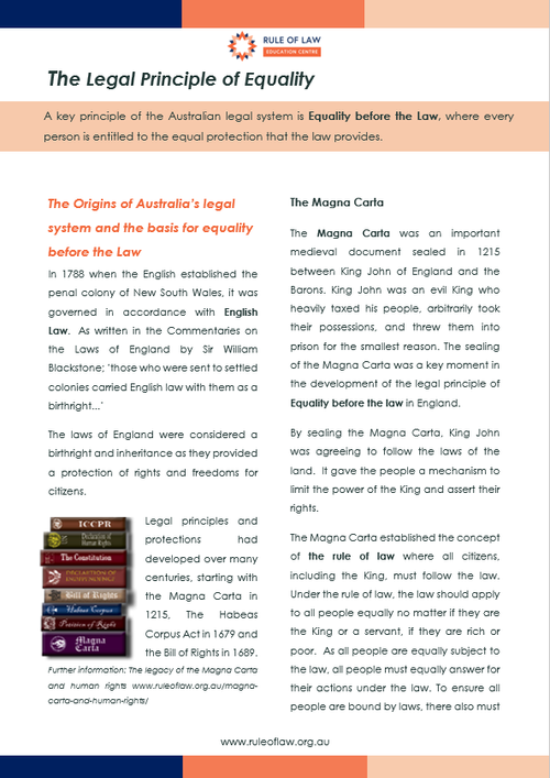 Magna Carta and Equality before the Law — Rule of Law