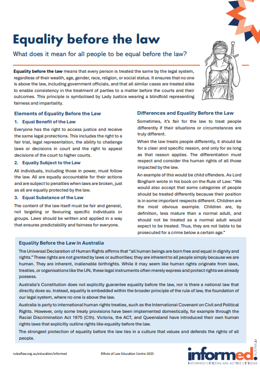 Informed Factsheet Equality Before the Law — Rule of Law