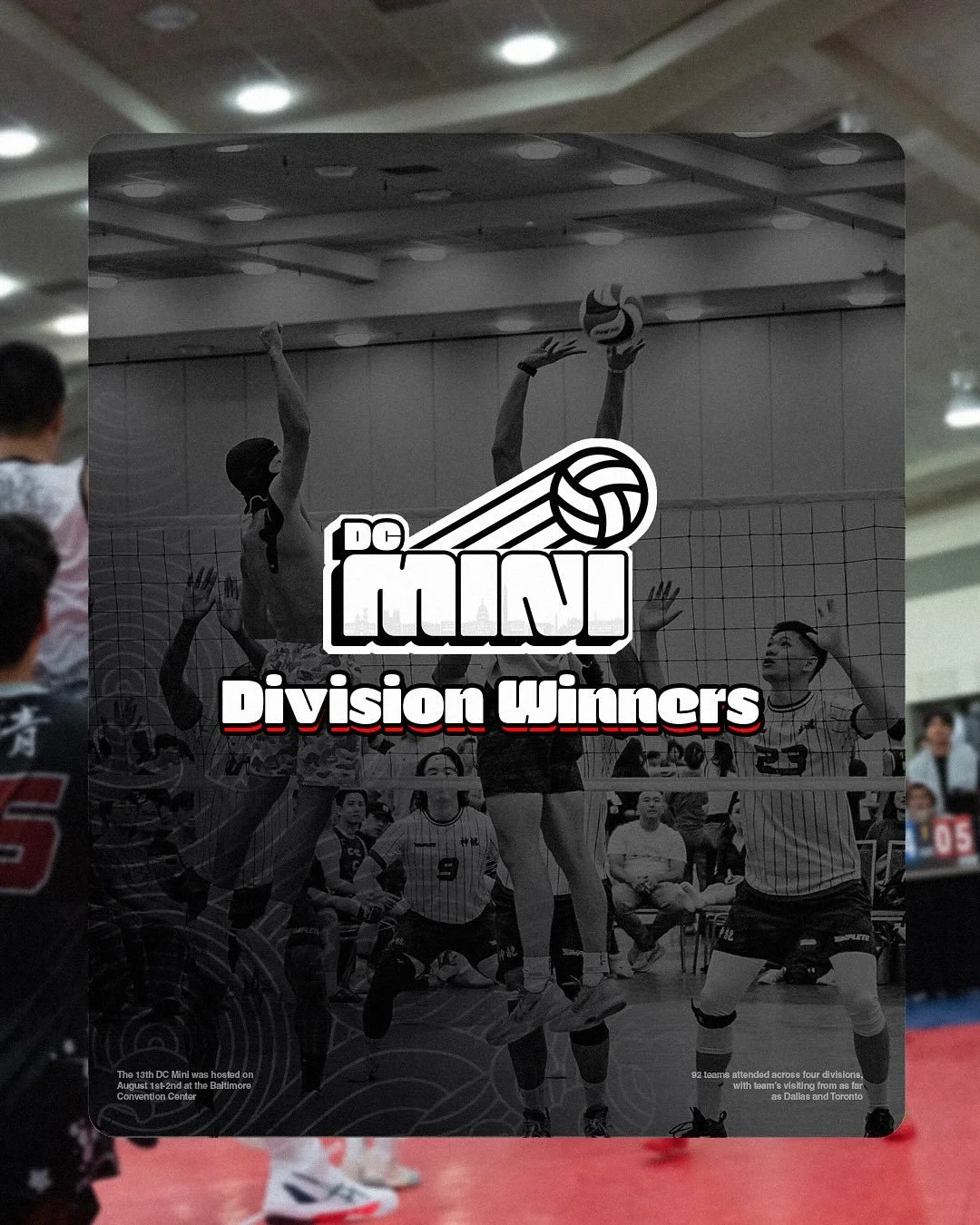 Congratulations to all the teams that won their divisions and playoff brackets at the 13th DC Mini!

Thanks to all the teams, players, and spectators who came out to Baltimore this year, we can&rsquo;t wait until next year!