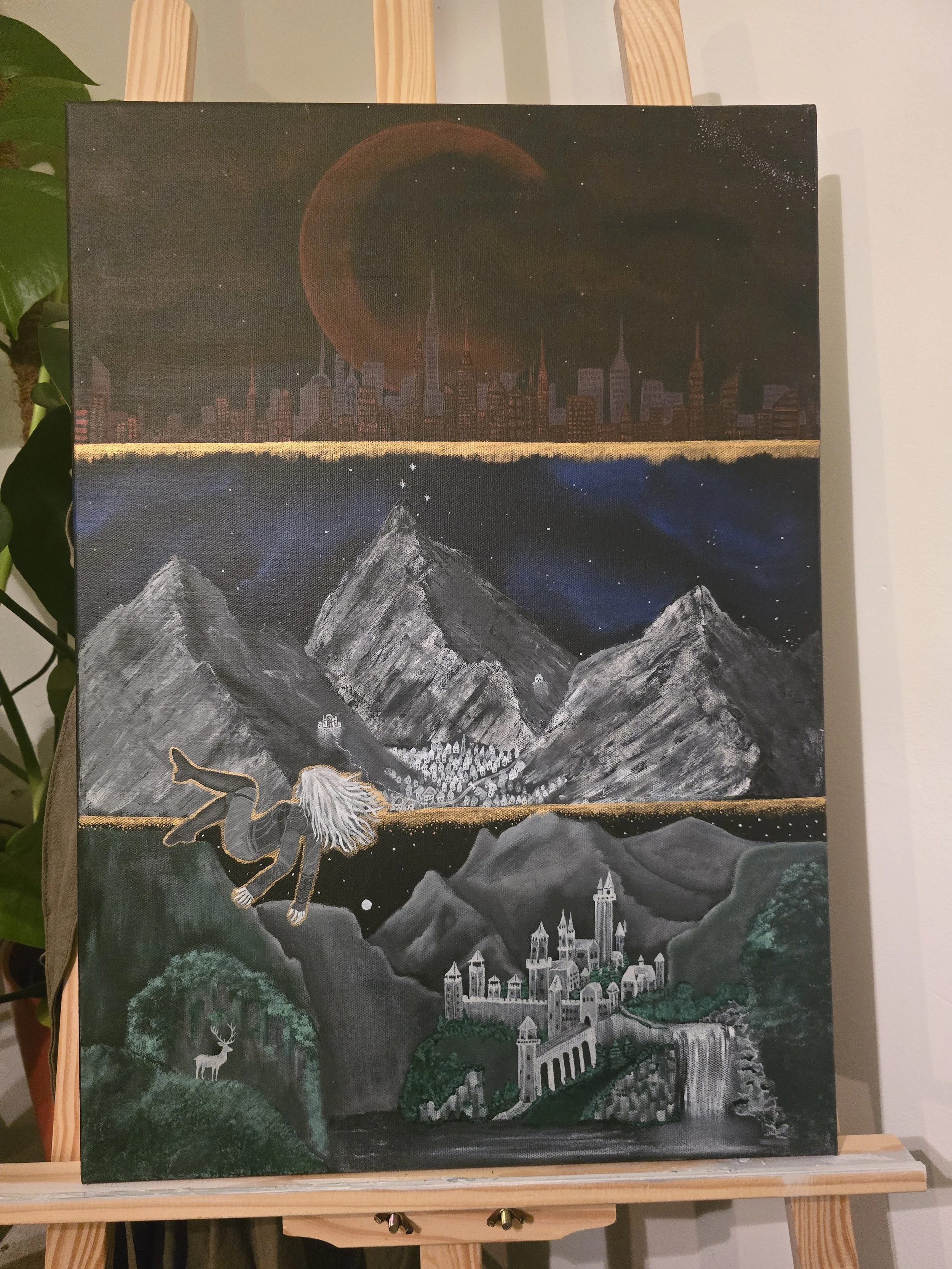 Falling Through Worlds Original Painting SOLD