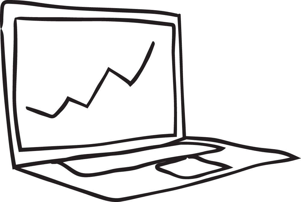 Illustration in black of a laptop