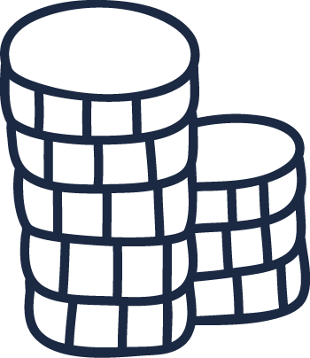 A black illustrated stack of coins