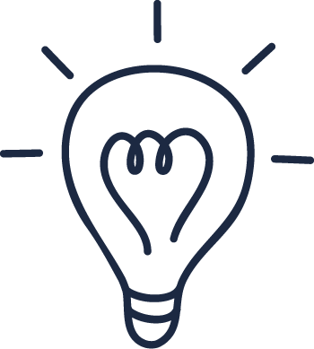 Illustration in black of a light bulb