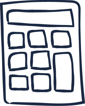 Illustration in black of a calculator