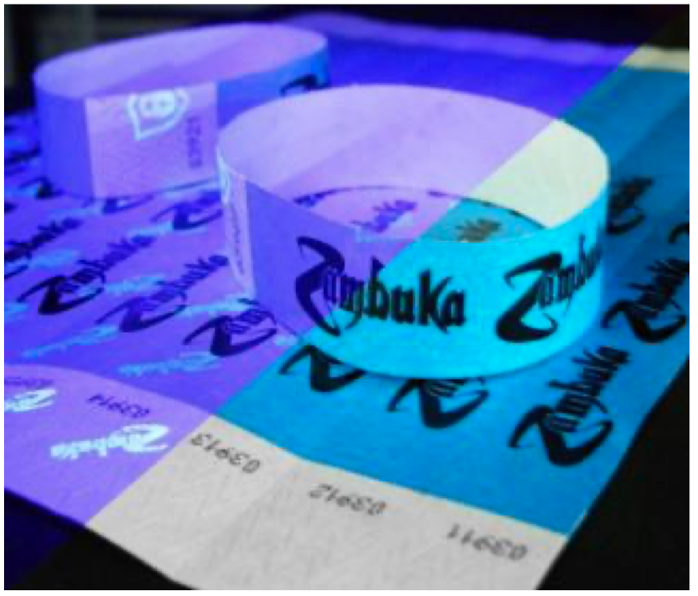 Pulsera de Seguridad Tyvek 19 mm (3/4 pulg.) - Impresión UV + Negro