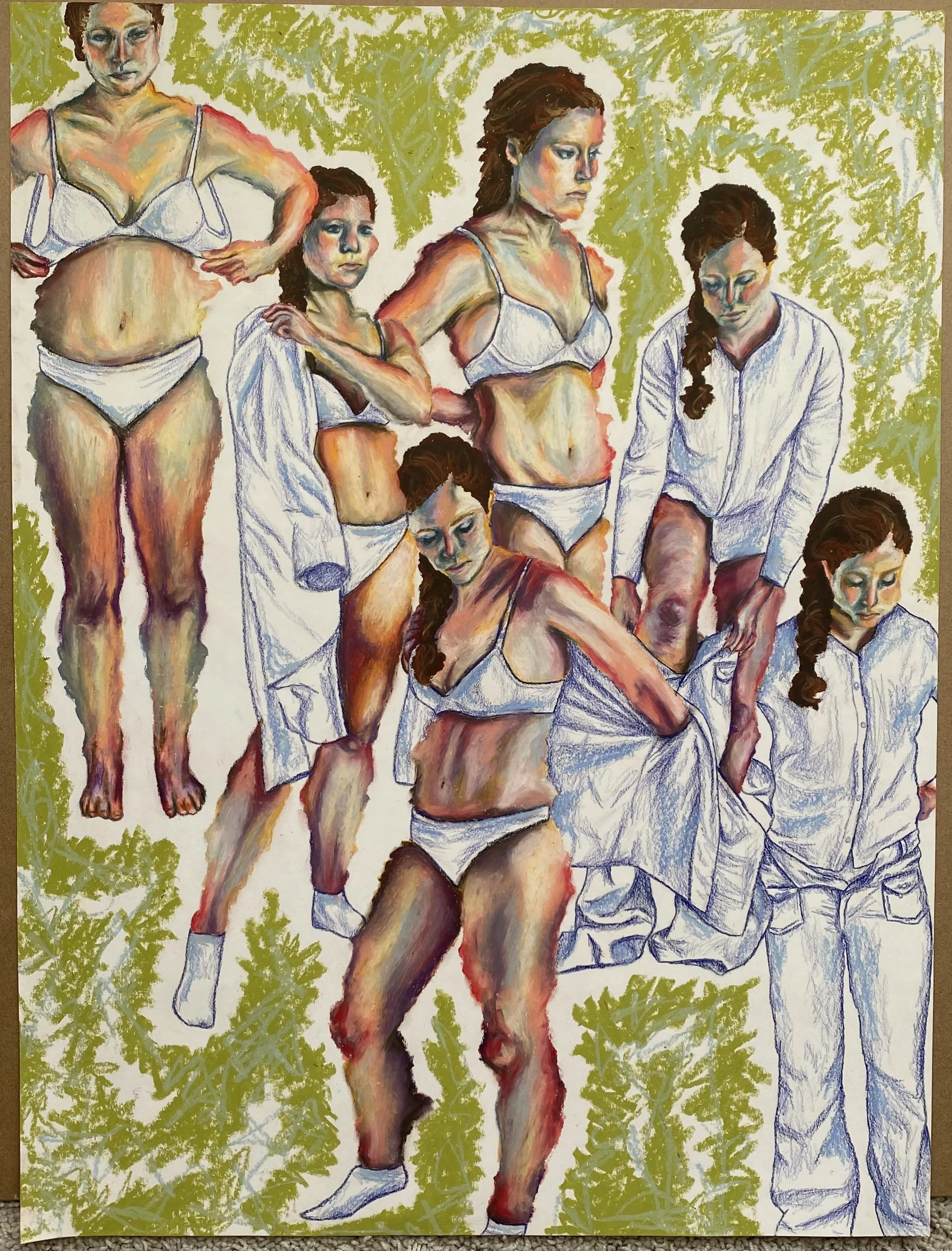 "Undress", 2022, Oil Pastel and Colored Pencil